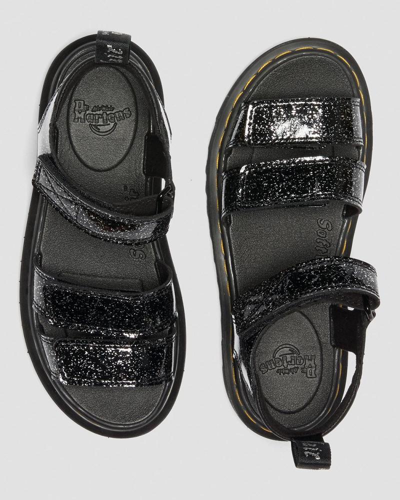 Dr Martens Junior Klaire Glitter Sandalen Kinderen Zwart | NL 108OKI